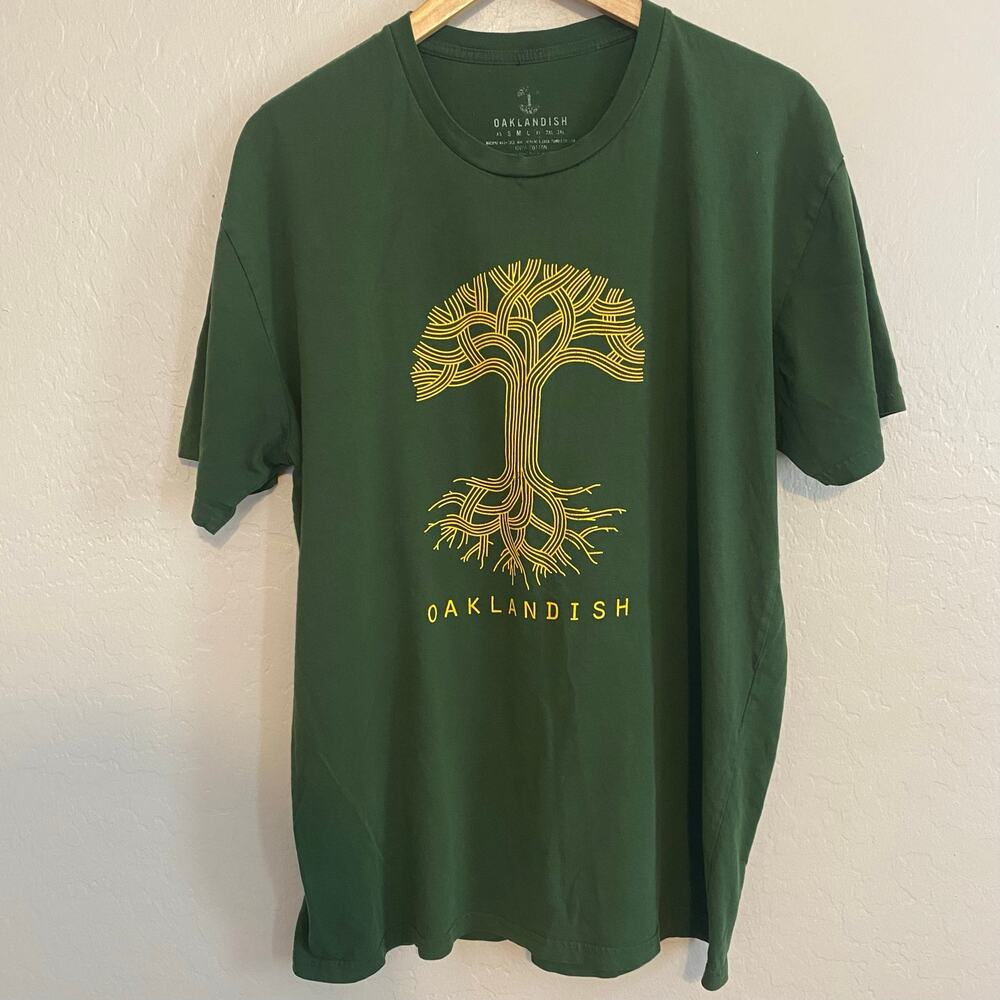 Oaklandish Mens Size XL T-Shirt Classic Logo Tree Green Yellow